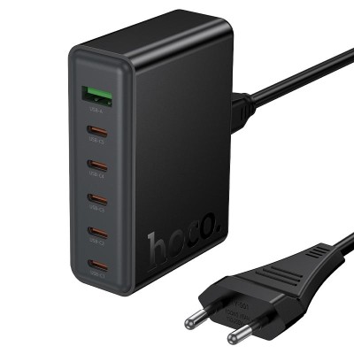 Incarcator USB Hoco C152A, 70W, 5 Porturi USB-A, 1 Port USB-C, PD70W