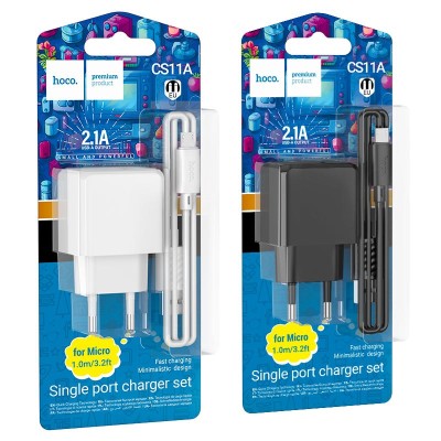 Incarcator retea Hoco CS11A, 10W, 1xUSB, cablu Micro-USB inclus, Alb