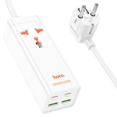 Сетевое зарядное устройство Hoco AC10A, 65W, 2x USB-C PD, 2x USB-A, Белое