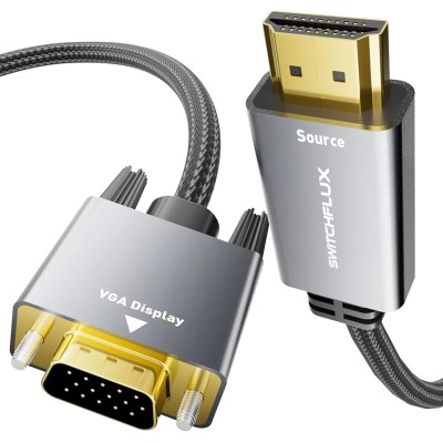 Cablu HDMI (M) - VGA (M), 1 m, înveliș din nailon