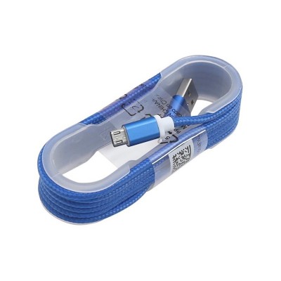 Cablu USB 2.0 AM - micro USB B 1.5m Omega, înveliș textil, albastru (OUKFB15BL)