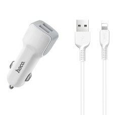 Автомобильное зарядное устройство Hoco Z23 Lightning, 2.4A, 1 порт USB, встроенный кабель