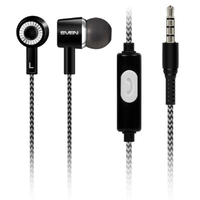 Casti cu microfon SVEN E-109M, Negru, Conector 4-pin
