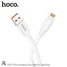Cablu Lightning Hoco DU17-IP, 1m, 2.4A, Alb