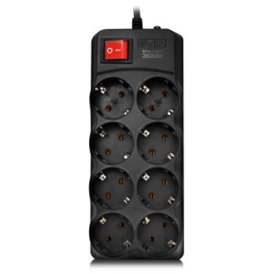 Prelungitor cu protecție Sven SF-08-16, 8 prize, 3 metri, 3600 W