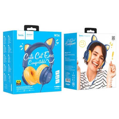Casti Audio Hoco W36, Conector Jack 3.5mm, Dream Blue