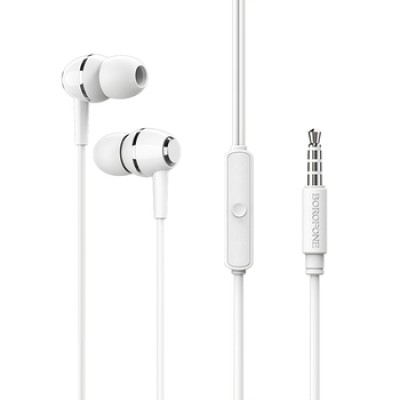 Căști cu fir Borofone BM36 Acura, 3.5 mm, cu microfon, albe