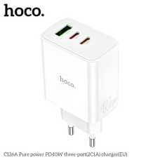 Incarcator retea Hoco C126A, 40W, 3 porturi (2x USB-C, 1x USB-A)