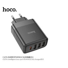 Сетевое зарядное устройство Hoco C127A, 45 Вт, 1x USB-C PD, 3x USB-A, белый