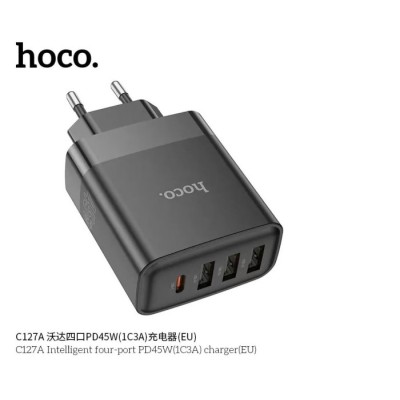 Сетевое зарядное устройство Hoco C127A, 45 Вт, 1x USB-C PD, 3x USB-A, белый