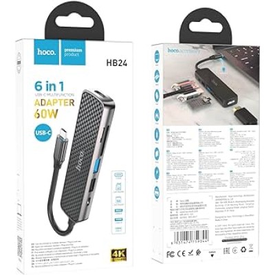 Hub USB Type-C Hoco HB24 3-in-1: USB 3.0, HDMI 4K, PD 60W