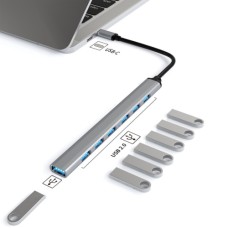 Алюминиевый USB-хаб HUBC_6X1: 6 портов USB 2.0 и 1 порт USB 3.0