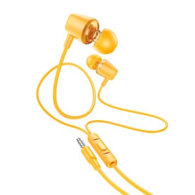 Căști cu fir Hoco M107 cu microfon, galbene