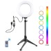 Set PULUZ PKT3075B: trepied 22 cm și inel LED RGB 16 cm cu telecomandă