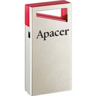 Stick USB 32GB Apacer AH112, Argintiu-Rosu, Super-Mini, Metalic, Fara Capac
