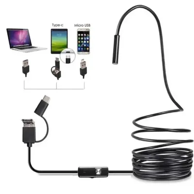 Endoscop 3-in-1, 2m, 5.5mm, Cablu Moale