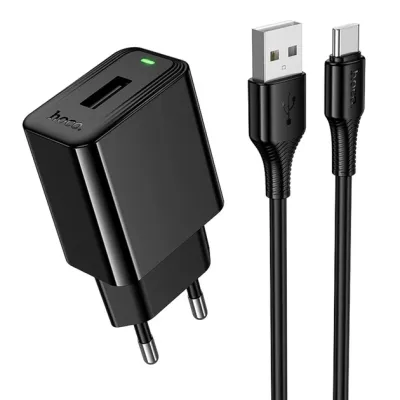 Incarcator USB 10W Hoco CS91A cu cablu Micro-USB inclus, Alb