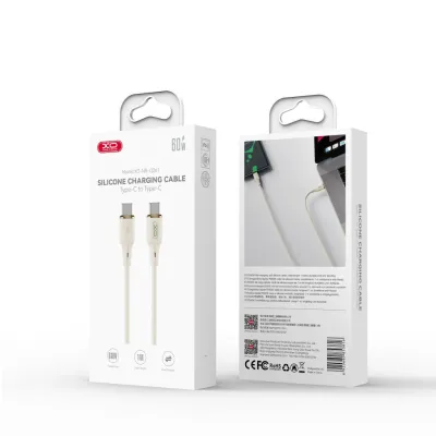 Cablu de date și încărcare XO NB-Q261, Tip-C la Tip-C, 1m, Alb