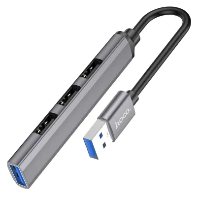 Hub USB Hoco HB26, 1x USB 3.0, 3x USB 2.0, Metal Gray