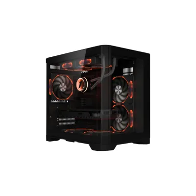 Carcasa PC 1STPLAYER UV5 Black, Panou Sticla Curbata 3mm, 3 Ventilatoare ARGB