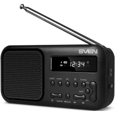 Boxă Portabilă Sven Tuner SRP-50, Bluetooth, LED, Ceas, Radio FM, 3W, 500mAh, USB Type-C, Negru