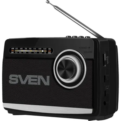 Radio Portabil Sven Tuner SRP-155 Negru, Bluetooth, FM/AM/SW, 3W, USB, microSD, Acumulator 1200mAh