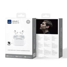 Casti In-Ear Bluetooth Wiwu Airbuds 5, White, 4.5 ore autonomie, ENC