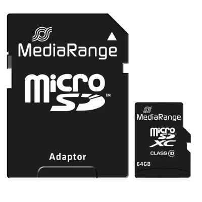 Card de memorie microSD MediaRange MR955 64 GB, Class 10, cu adaptor SD