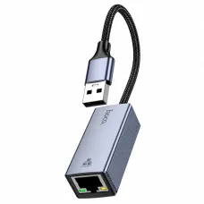 Сетевой адаптер Hoco UA37 USB — Gigabit Ethernet 1000 Мбит/с, серый металлик