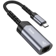 Сетевой адаптер Hoco UA26 Type-C на RJ45 100 Мбит/с, серый металлик