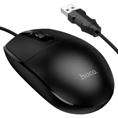 Mouse cu fir Hoco GM50, până la 1000 DPI, negru