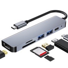 USB-C хаб 6-в-1 G-DS-AD033 с HDMI, USB 3.0, картридером и PD