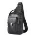 Crossbody BULL CAPTAIN. Waxed cowhide leather. USB Port. Black