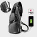 Crossbody Leisure PU Leather. USB Charging Port. Black