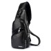 Crossbody Leisure PU Leather. USB Charging Port. Black