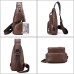 Crossbody Leisure PU Leather. USB Charging Port. Dark Brown