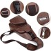 Crossbody Leisure PU Leather. USB Charging Port. Dark Brown