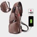 Crossbody Leisure PU Leather. USB Charging Port. Dark Brown