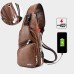 Crossbody Leisure PU Leather. USB Charging Port. Light Brown