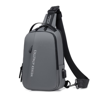 Geantă de umăr pentru bărbați WEIXIER X313 cu port USB, gri