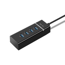 USB2.0 Hub 4 Port, 15cm. Light, Black