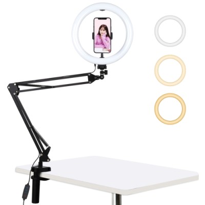 Lampa LED Ring PULUZ 10.2 inch (26cm) cu Suport de Birou si Clema Telefon